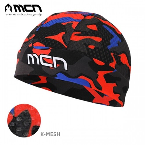MCN K매쉬 스컬캡 카모레드 자전거모자 헬멧이너캡
