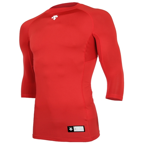 [데상트 베이스볼] S7221ZPC03 RED0 절개 라운드 7부 언더셔츠(레드)