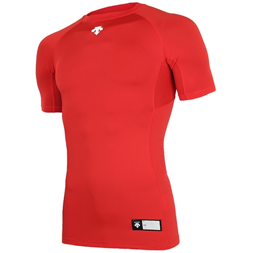 [데상트 베이스볼] S7221ZPC04 RED0 절개 라운드 반팔 언더셔츠(빨강)